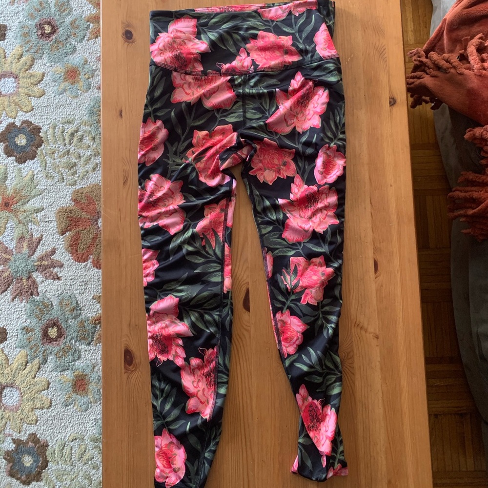 Beyond Yoga floral and striped leggings